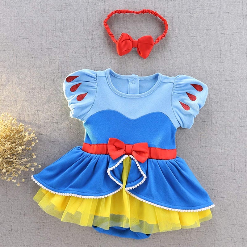 MYRISAM Christmas Costumes for Baby Toddler Girls Snow White Princess Birthday Bodysuit Romper Tutu Dress w/Headband - Image 2